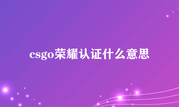 csgo荣耀认证什么意思