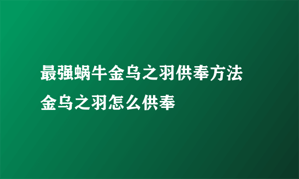 最强蜗牛金乌之羽供奉方法 金乌之羽怎么供奉