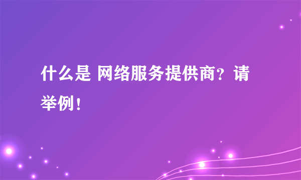 什么是 网络服务提供商？请举例！