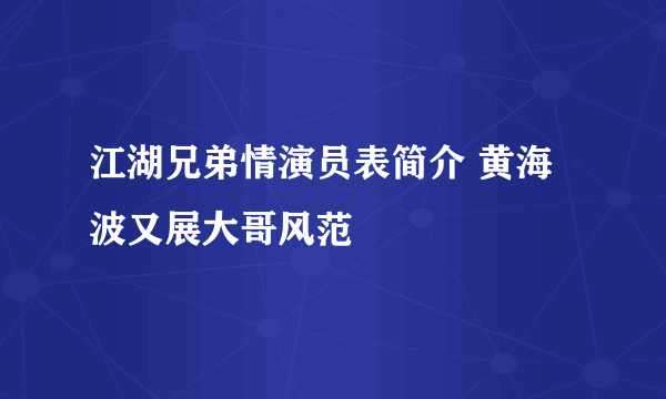 江湖兄弟情演员表简介 黄海波又展大哥风范