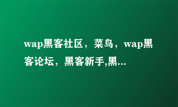 wap黑客社区，菜鸟，wap黑客论坛，黑客新手,黑客新手，破解资源