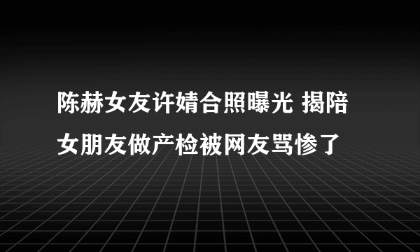 陈赫女友许婧合照曝光 揭陪女朋友做产检被网友骂惨了