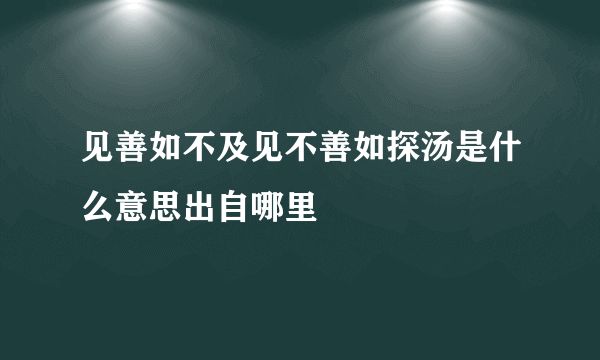 见善如不及见不善如探汤是什么意思出自哪里