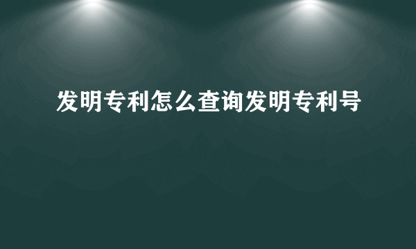 发明专利怎么查询发明专利号