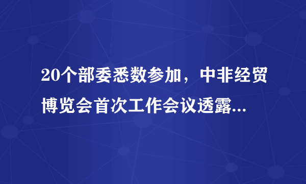 20个部委悉数参加，中非经贸博览会首次工作会议透露哪些信息？