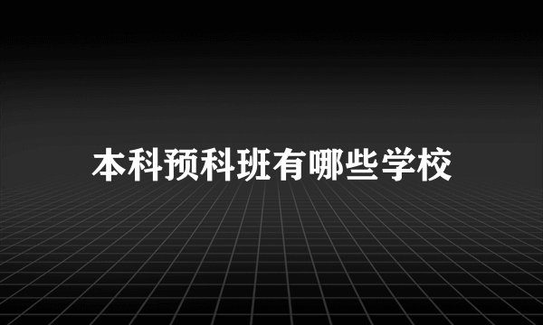 本科预科班有哪些学校