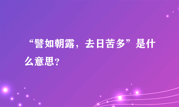 “譬如朝露，去日苦多”是什么意思？