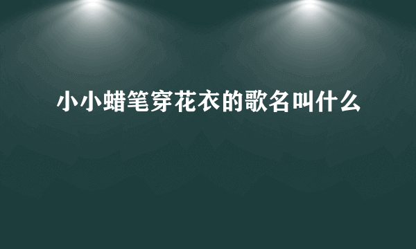 小小蜡笔穿花衣的歌名叫什么