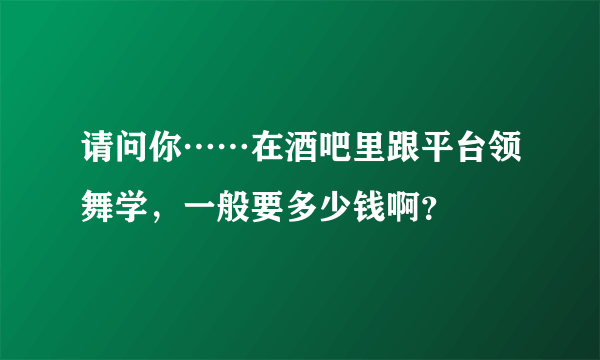 请问你……在酒吧里跟平台领舞学，一般要多少钱啊？