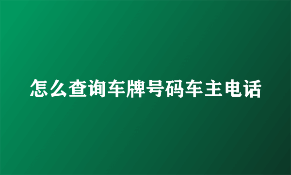 怎么查询车牌号码车主电话