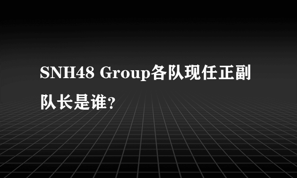 SNH48 Group各队现任正副队长是谁？