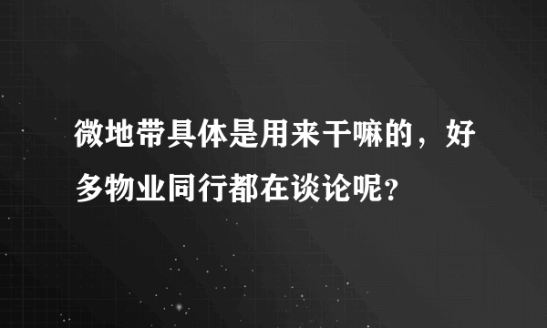 微地带具体是用来干嘛的，好多物业同行都在谈论呢？