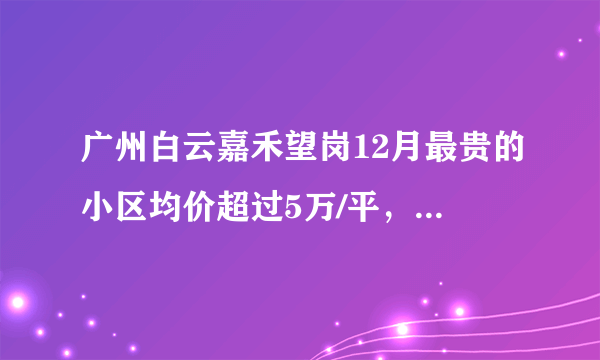 广州白云嘉禾望岗12月最贵的小区均价超过5万/平，均价36943元/平