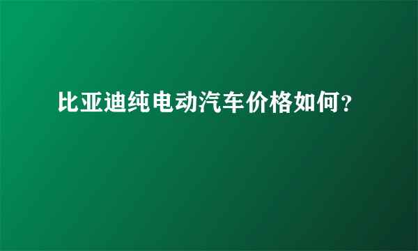 比亚迪纯电动汽车价格如何？