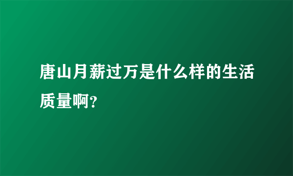 唐山月薪过万是什么样的生活质量啊？