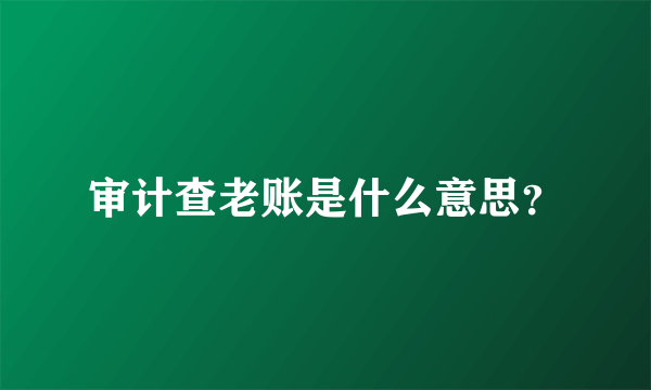 审计查老账是什么意思？