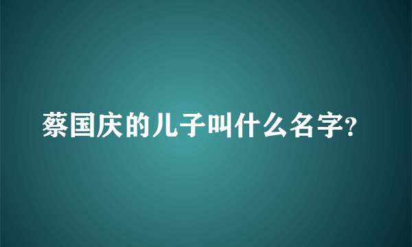 蔡国庆的儿子叫什么名字？