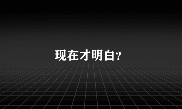 现在才明白？