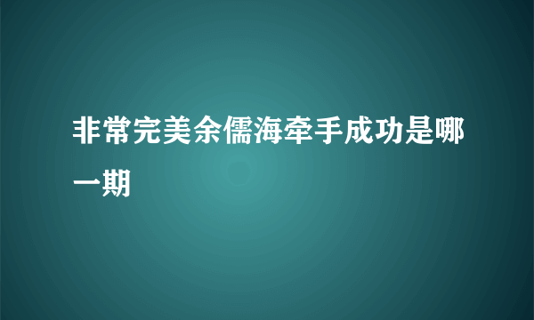 非常完美余儒海牵手成功是哪一期