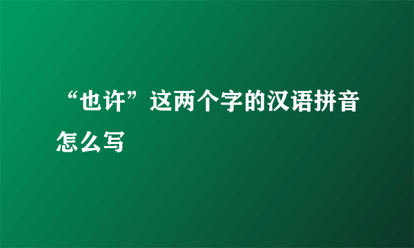 “也许”这两个字的汉语拼音怎么写