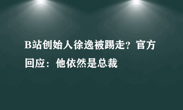 B站创始人徐逸被踢走？官方回应：他依然是总裁