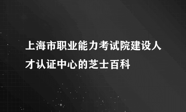 上海市职业能力考试院建设人才认证中心的芝士百科