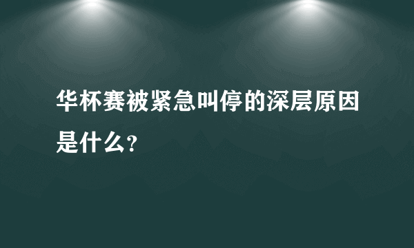 华杯赛被紧急叫停的深层原因是什么？