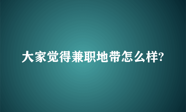 大家觉得兼职地带怎么样?