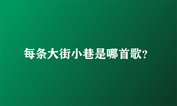 每条大街小巷是哪首歌？