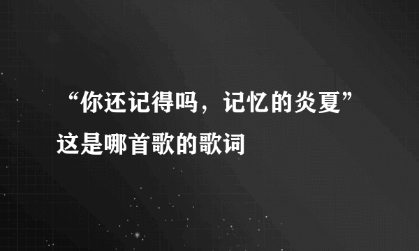 “你还记得吗，记忆的炎夏”这是哪首歌的歌词