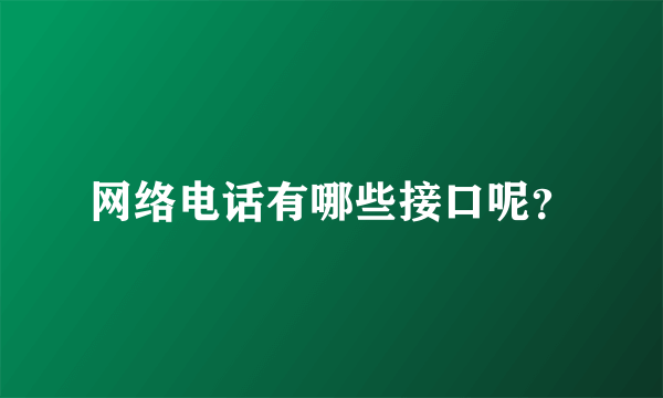 网络电话有哪些接口呢？