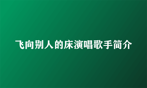 飞向别人的床演唱歌手简介