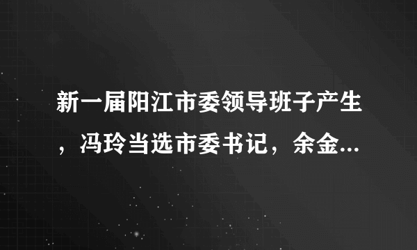 新一届阳江市委领导班子产生，冯玲当选市委书记，余金富、雷玉春当选市委副书记