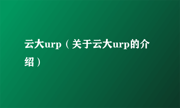 云大urp（关于云大urp的介绍）