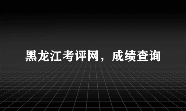 黑龙江考评网，成绩查询