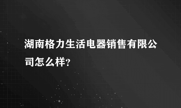 湖南格力生活电器销售有限公司怎么样？