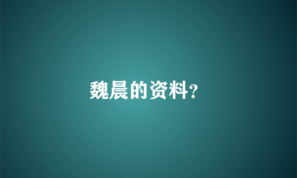 魏晨的资料？