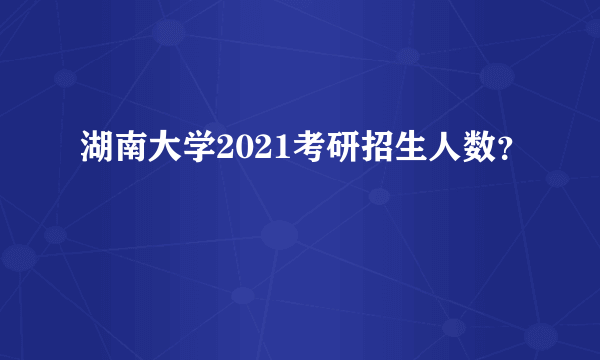 湖南大学2021考研招生人数？