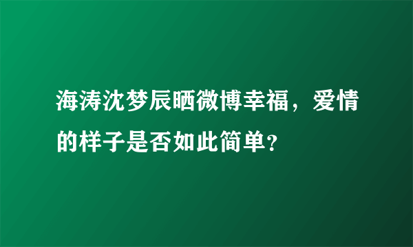 海涛沈梦辰晒微博幸福，爱情的样子是否如此简单？