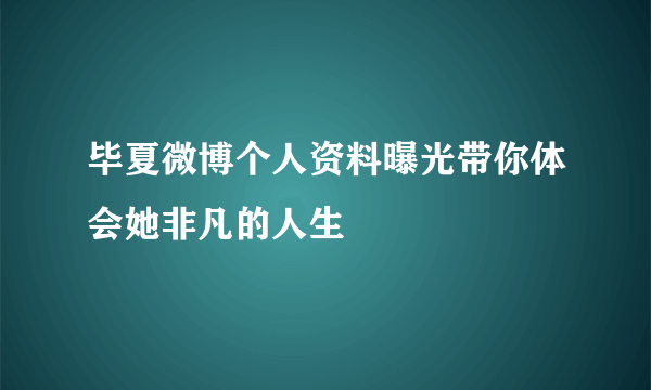 毕夏微博个人资料曝光带你体会她非凡的人生