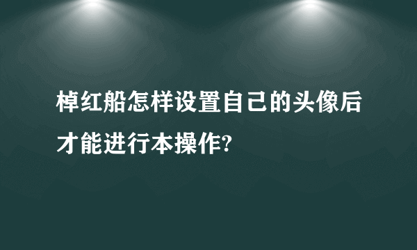 棹红船怎样设置自己的头像后才能进行本操作?