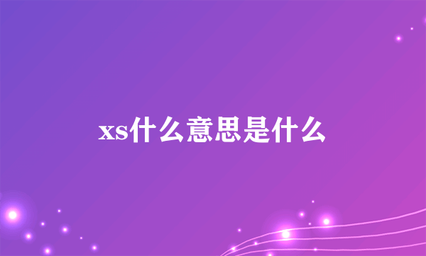 xs什么意思是什么