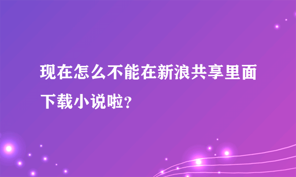 现在怎么不能在新浪共享里面下载小说啦？