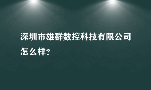 深圳市雄群数控科技有限公司怎么样？