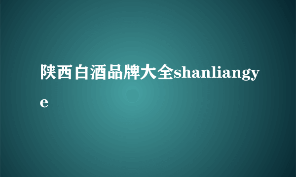 陕西白酒品牌大全shanliangye