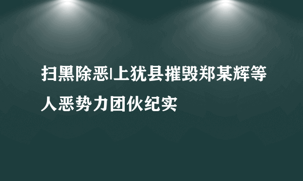 扫黑除恶|上犹县摧毁郑某辉等人恶势力团伙纪实