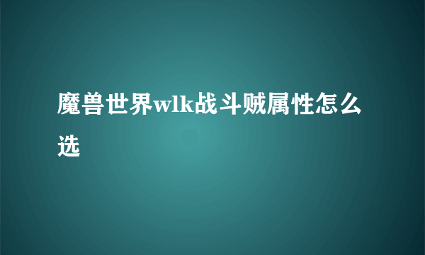 魔兽世界wlk战斗贼属性怎么选