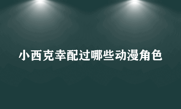 小西克幸配过哪些动漫角色