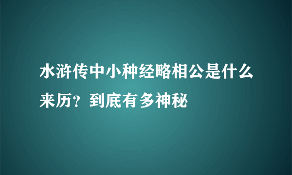 水浒传中小种经略相公是什么来历？到底有多神秘