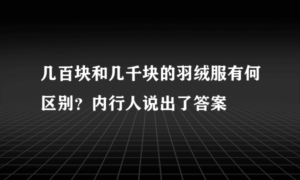 几百块和几千块的羽绒服有何区别？内行人说出了答案